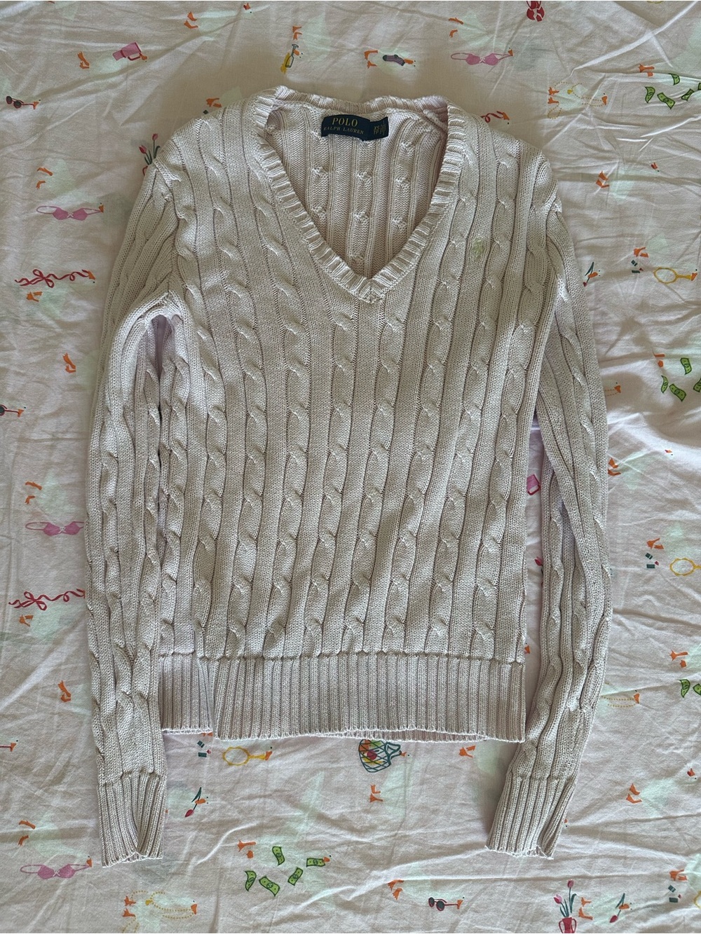 REPOP: POLO RALPH LAUREN LIGHT PINK V-NECK SWEATER - XS
